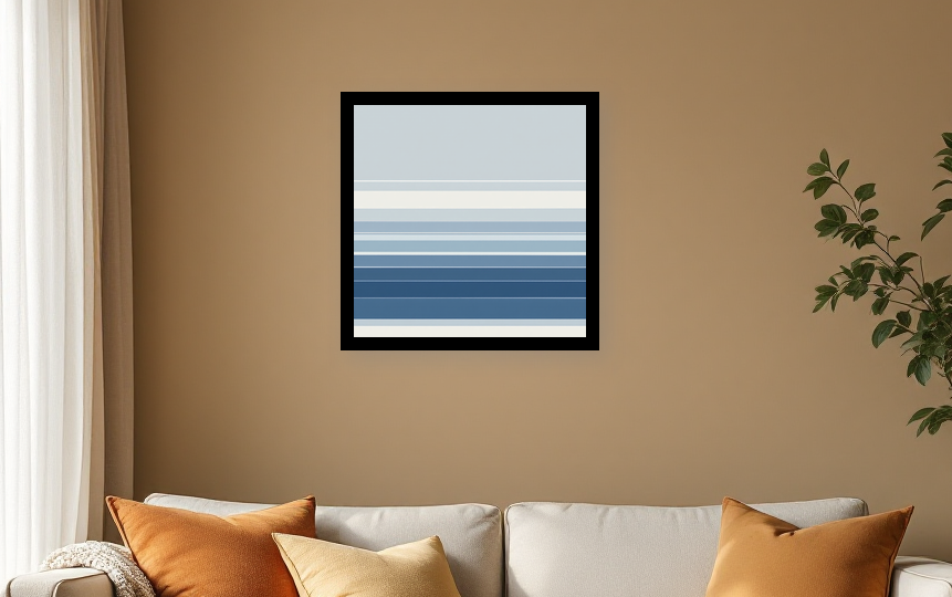 Serene Horizon Waterscape Art - Room View