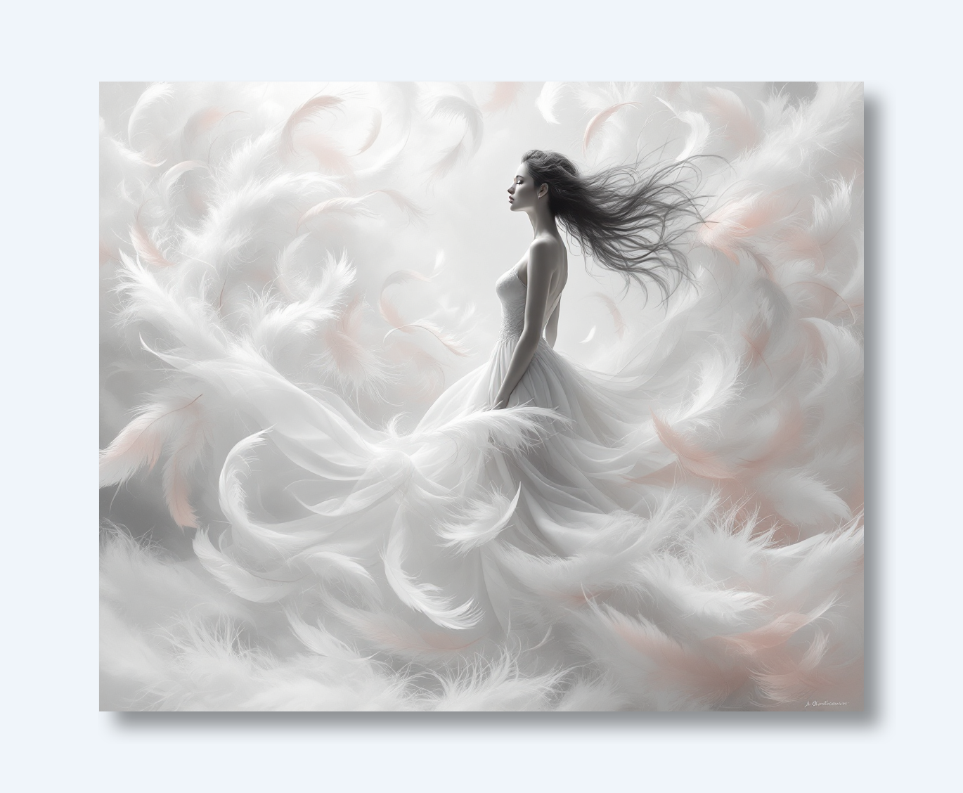 Ethereal Elegance: Feathered Serenity Wall Art