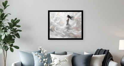 Ethereal Elegance: Feathered Serenity Wall Art - Room View