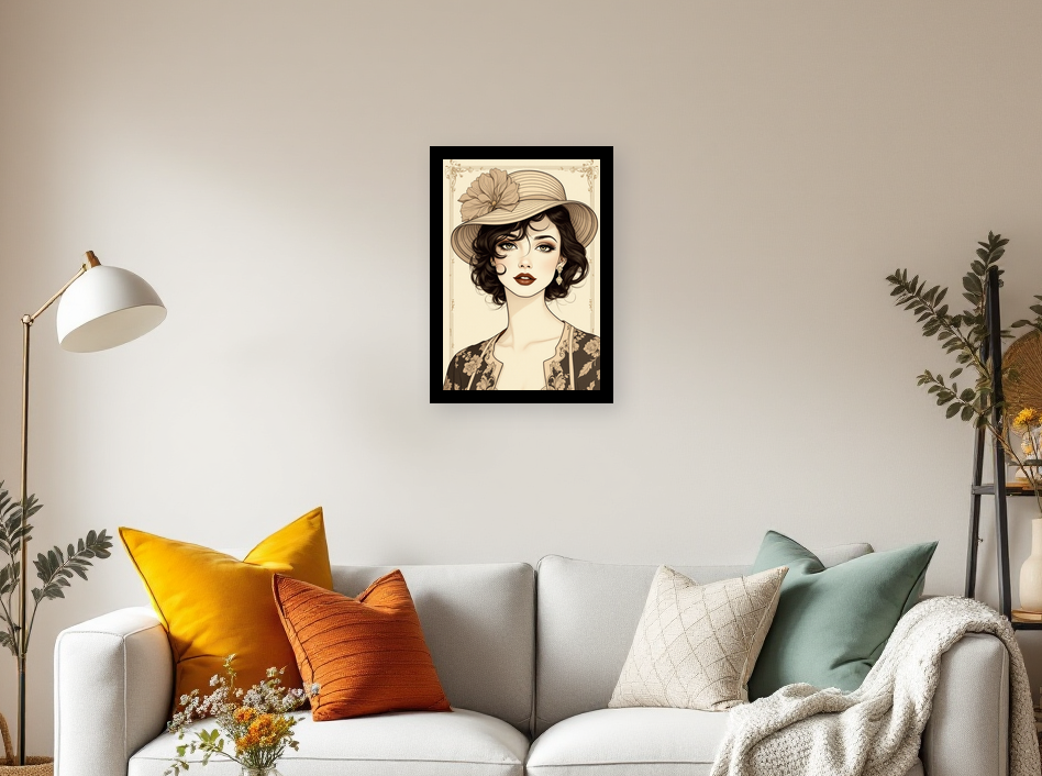 Timeless Elegance: Vintage Woman Portrait - Room View
