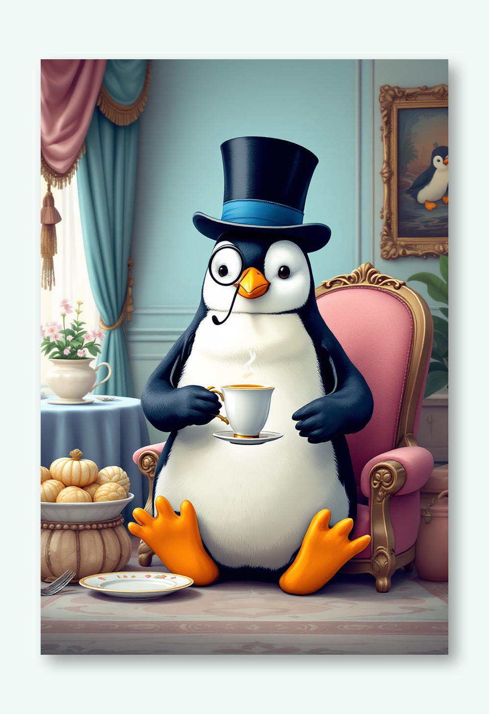 Posh Penguin Tea Time Wall Art