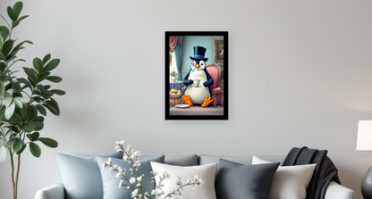 Posh Penguin Tea Time Wall Art - Room View