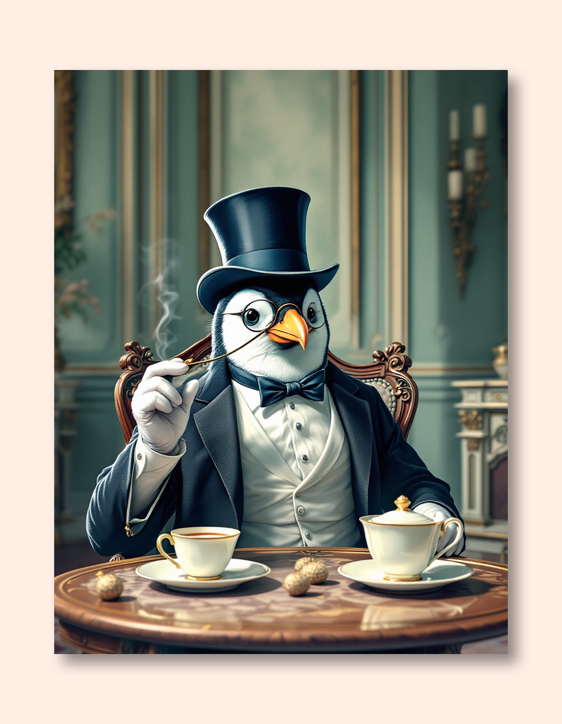 Whimsical Penguin Tea Party Wall Art