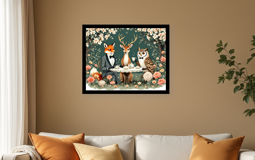Charming Animal Tea Party Illustration - Room View