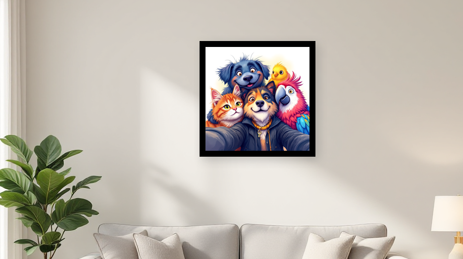 Whimsical Animal Selfie Wall Art - Room View