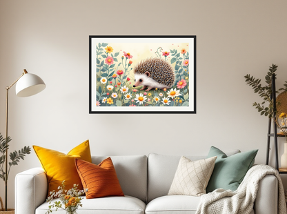 Charming Hedgehog Garden Adventure Wall Art - Framed Art Print View