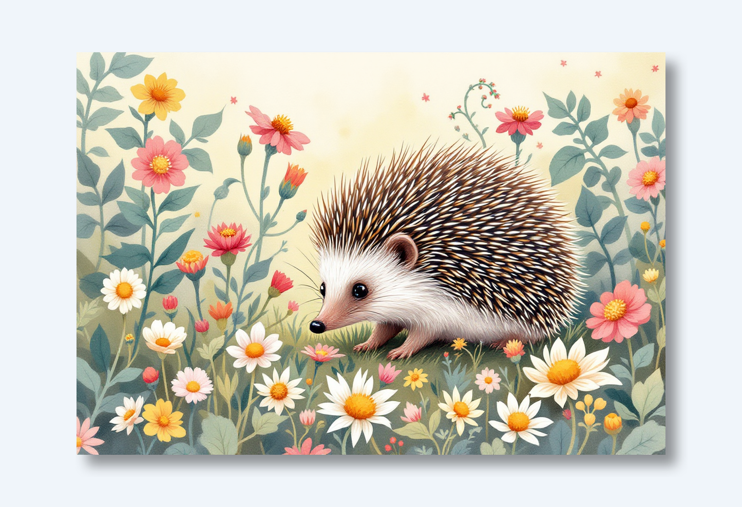 Charming Hedgehog Garden Adventure Wall Art