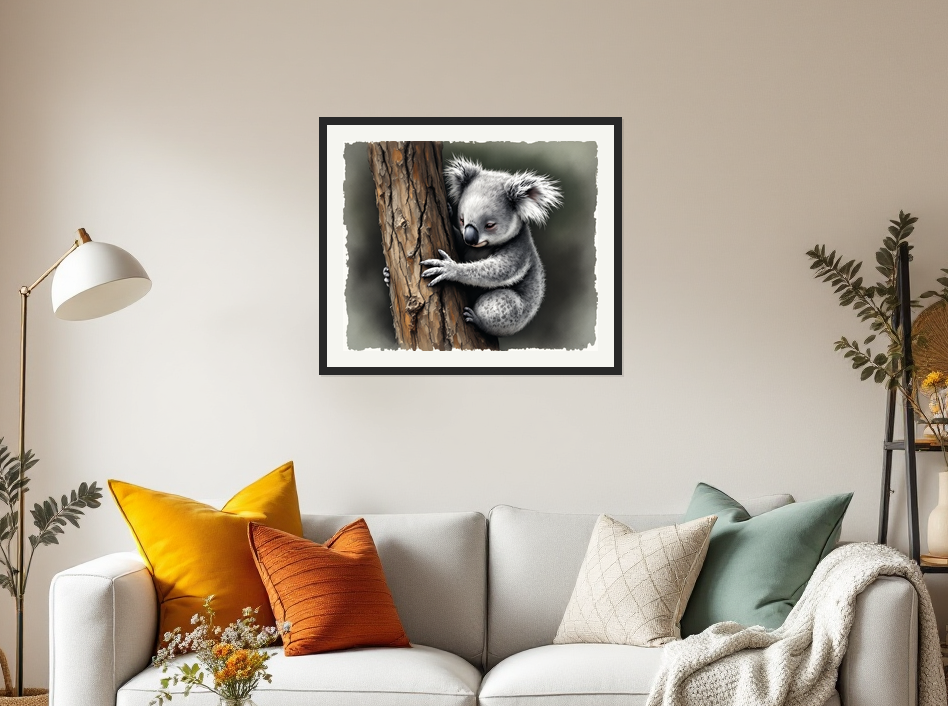 Cozy Koala Embrace Wall Art - Framed Art Print View