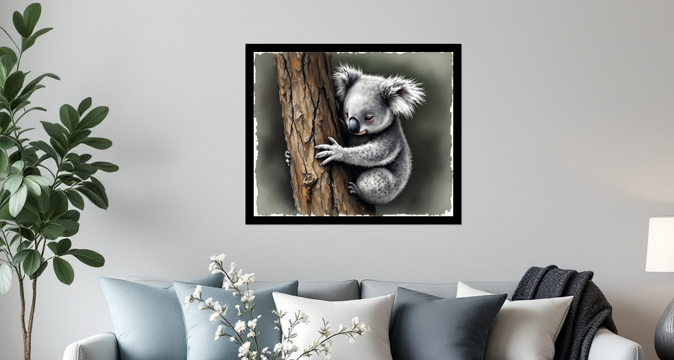 Cozy Koala Embrace Wall Art - Poster Room View