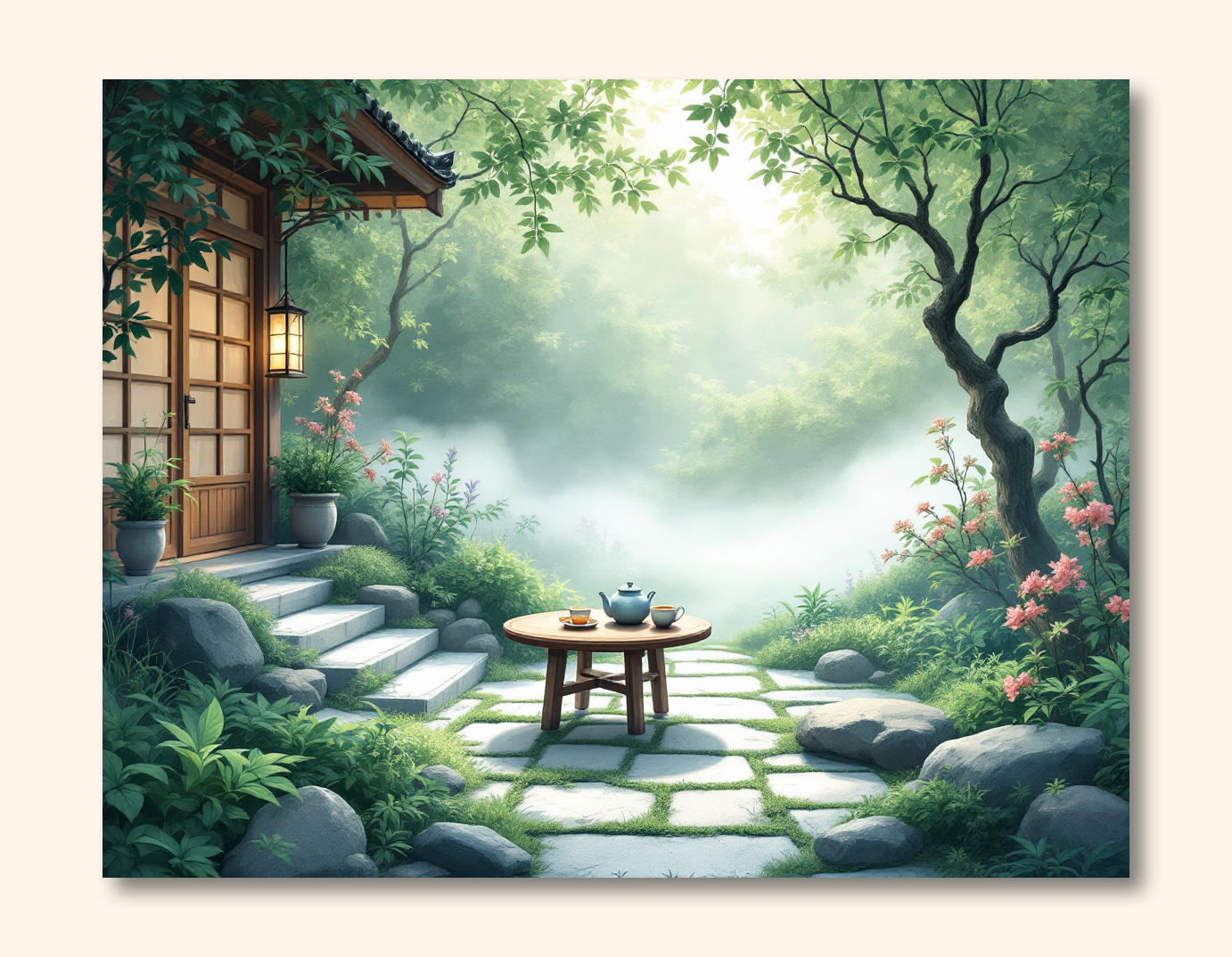 Tranquil Tea Garden Serenity