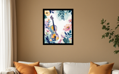 Whimsical Harmony: Musical Botanicals Wall Art - Poster Room View