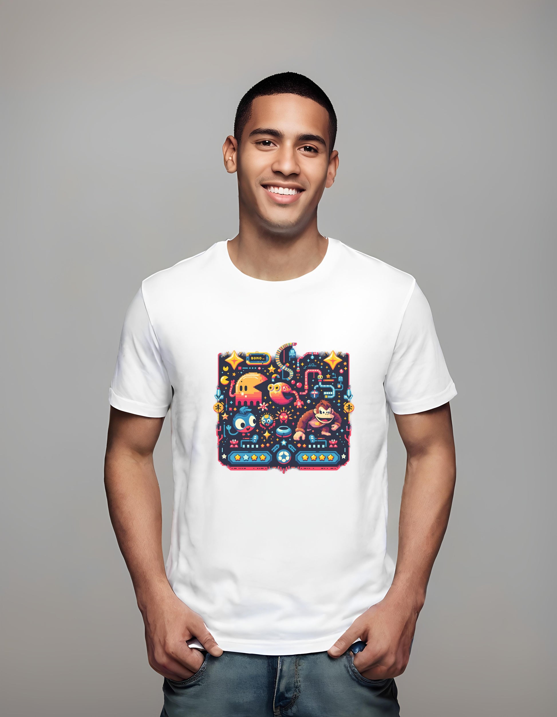 t-shirt - retro gaming - everyday casual tee - character