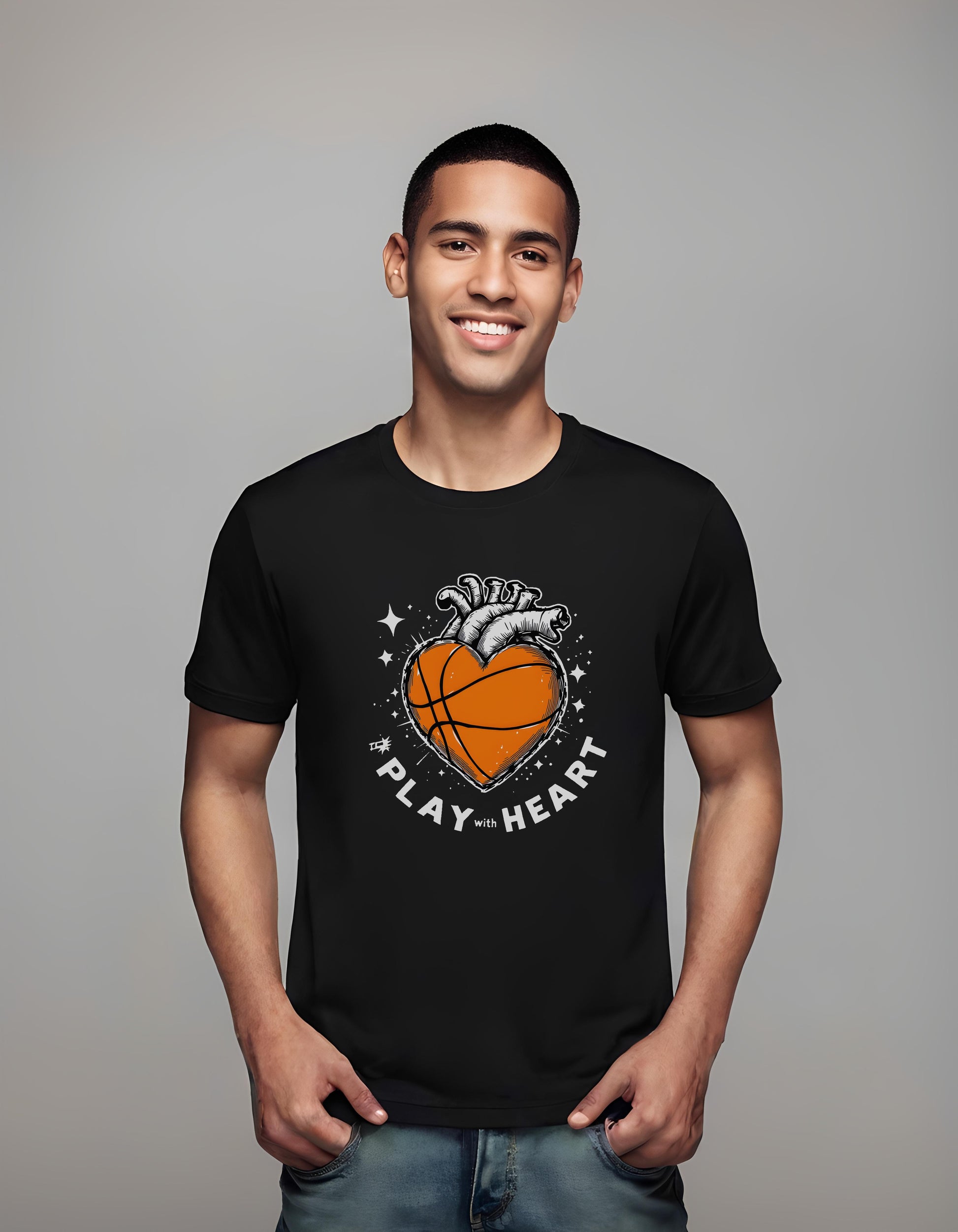 emotional sports connection - t-shirt - heart-basketball