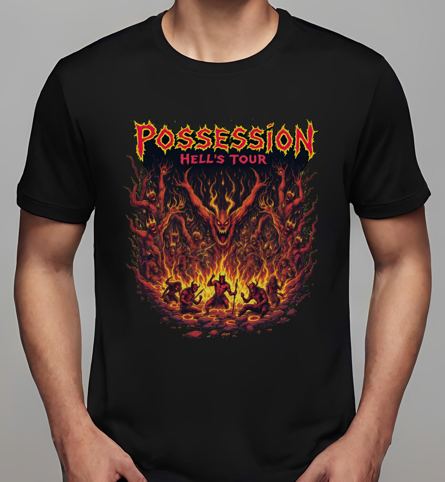 metal music visuals - t-shirt - chaotic imagery - black