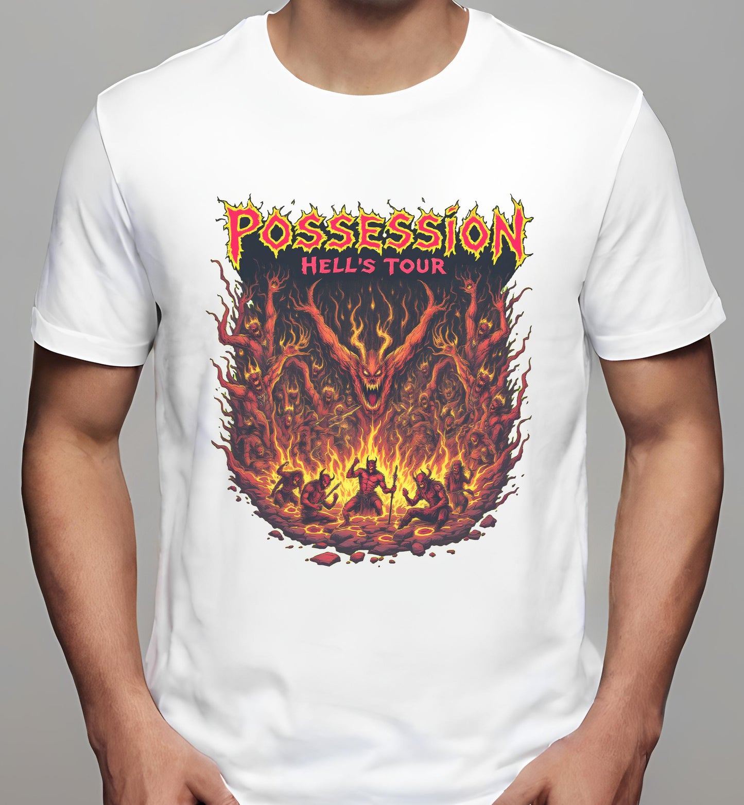 dark fantasy design - white - demon - t-shirt - supernatural