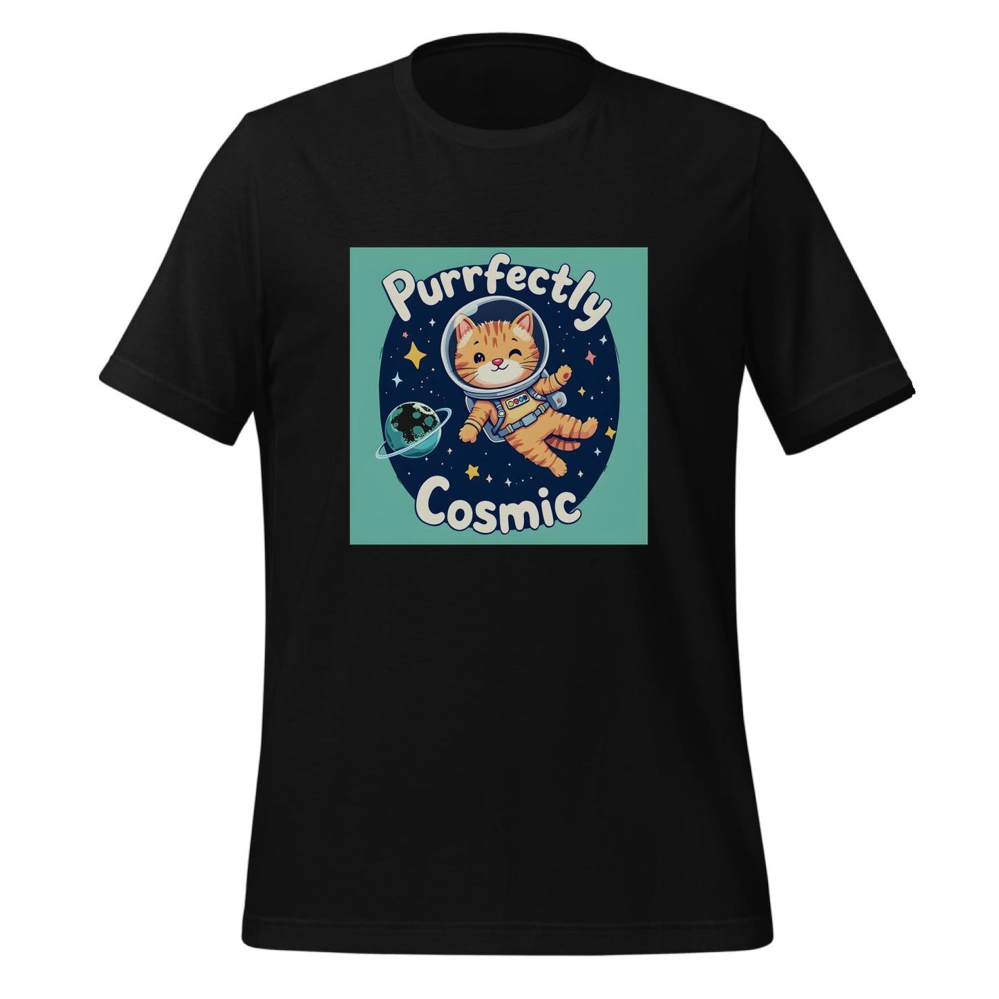 t-shirt - cosmic cat art - space adventure theme