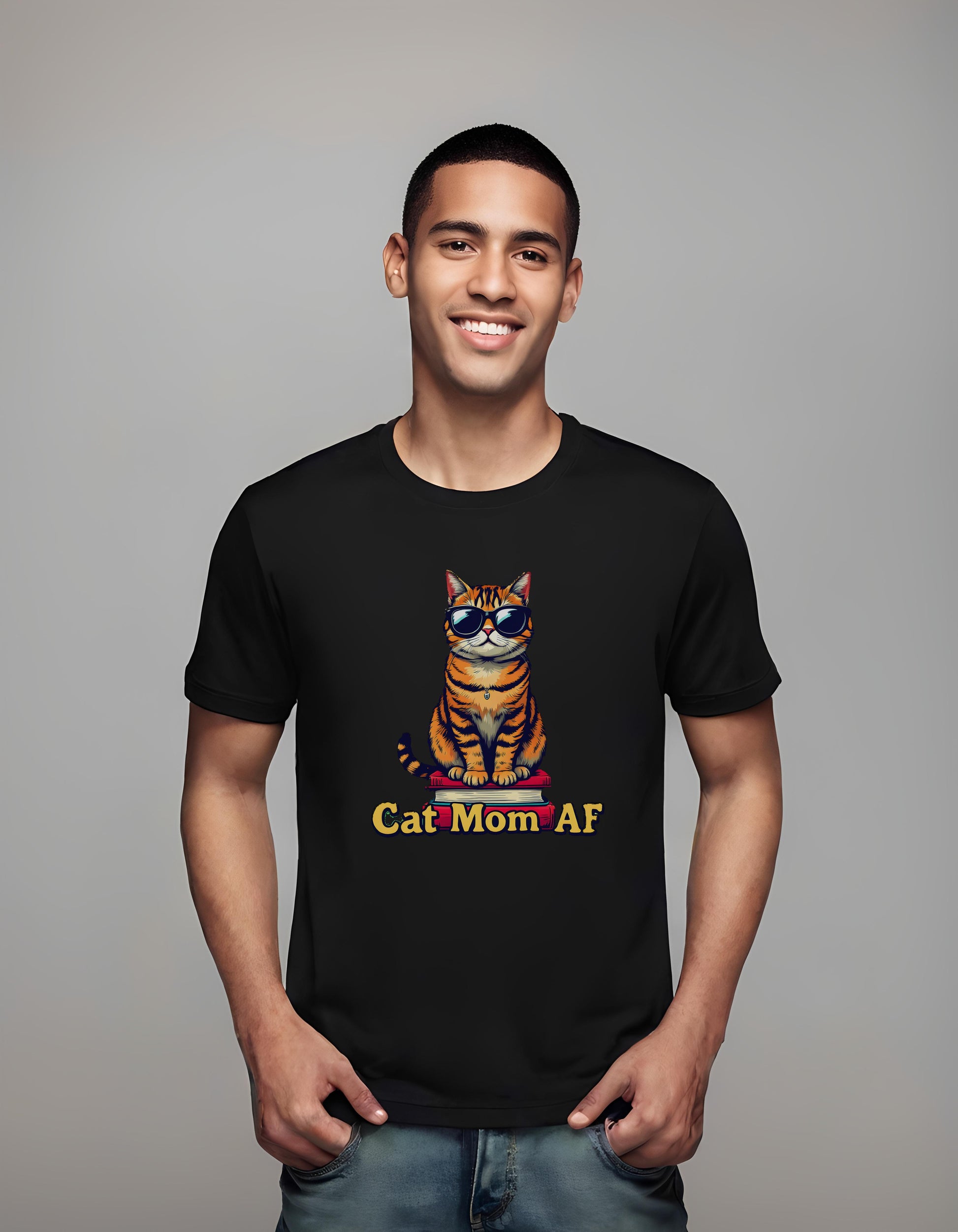 retro cat design - lightweight cotton t-shirt