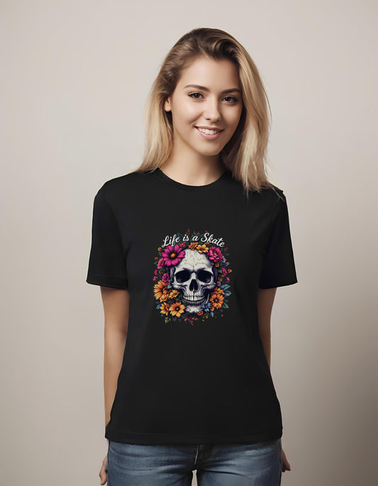 t-shirt - floral skull - nature inspired