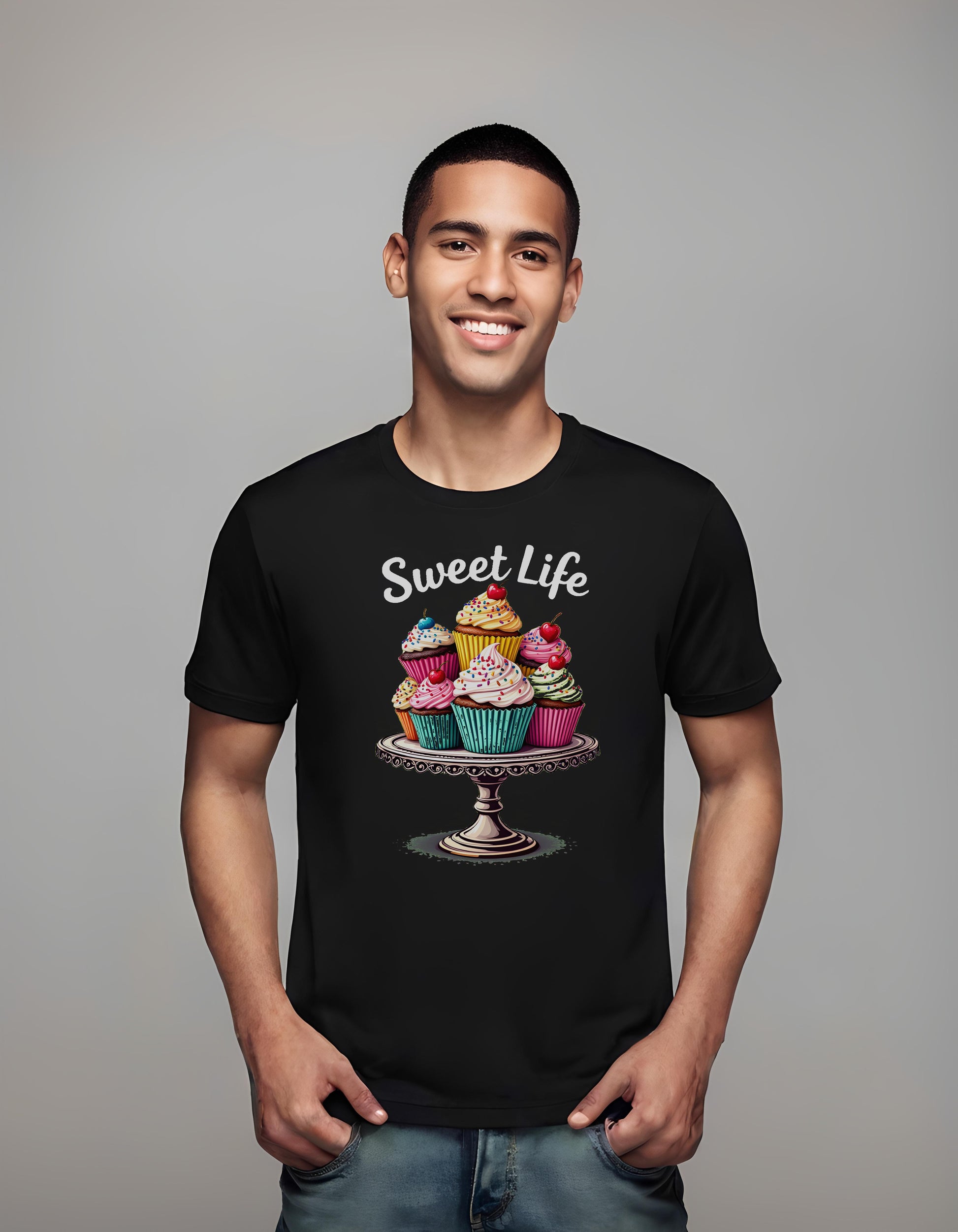 comfortable cotton tee - vibrant dessert display - t-shirt