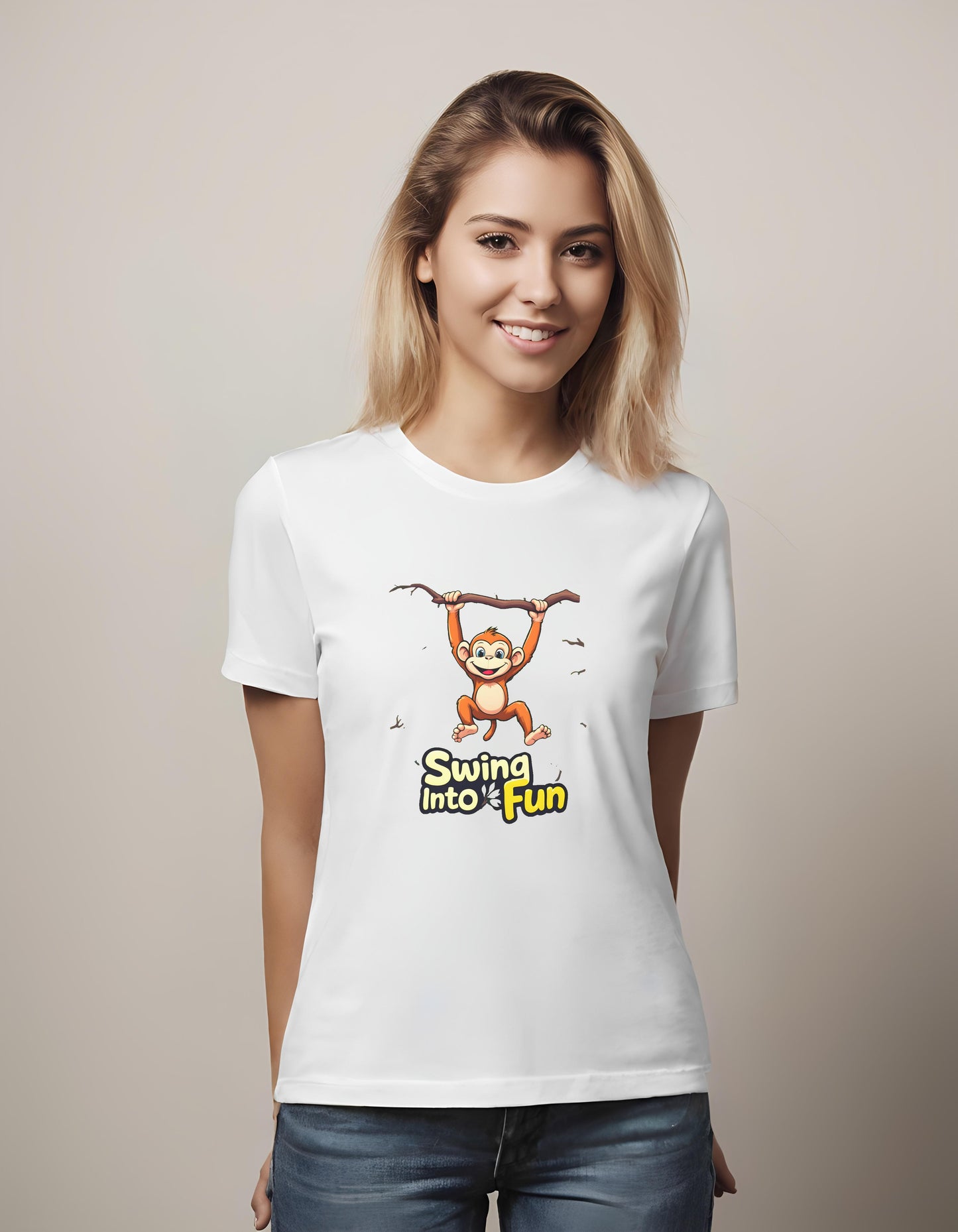 fun monkey graphic - t-shirt - monkey swing design - unisex