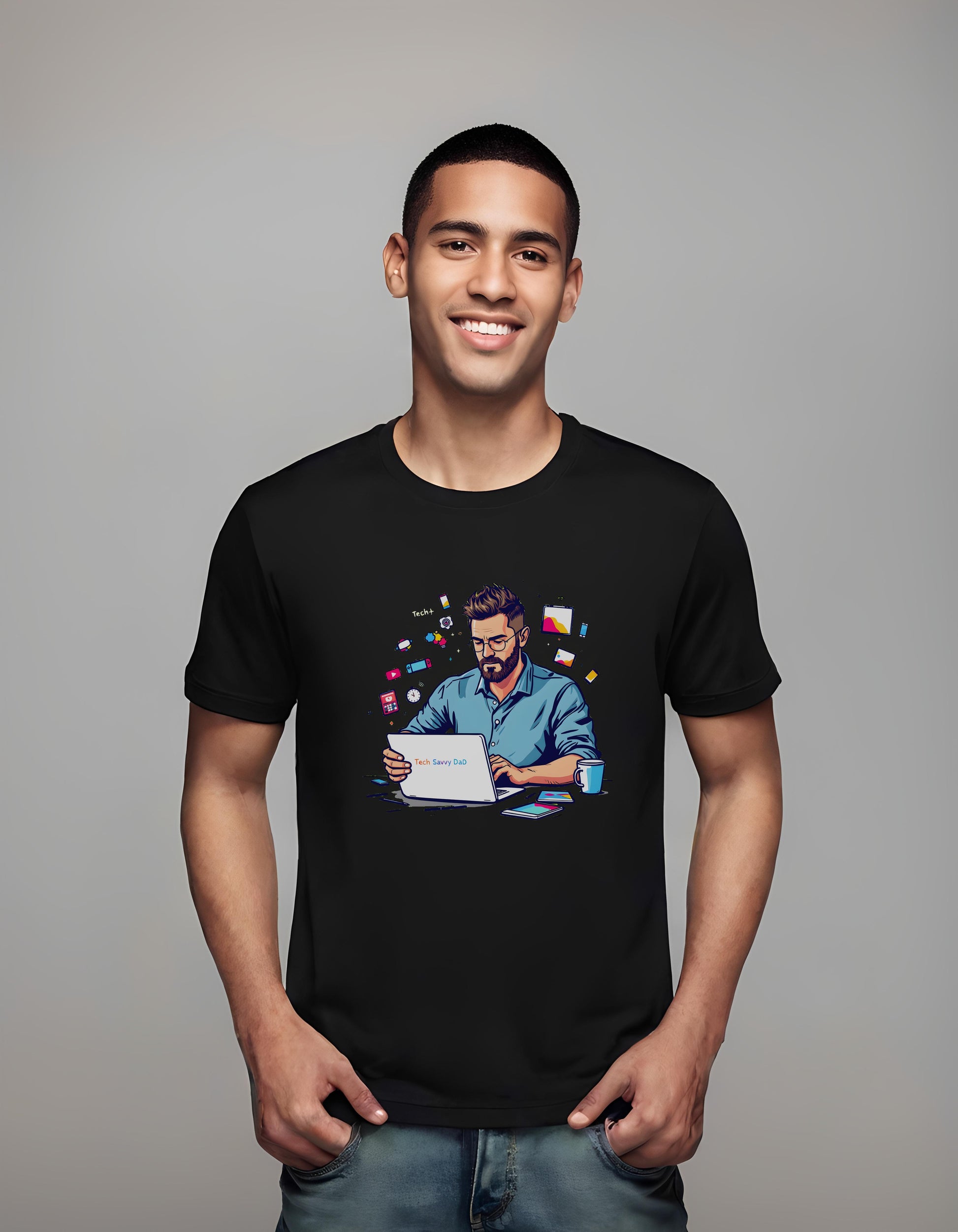 tech lovers - illustrated dad t-shirt