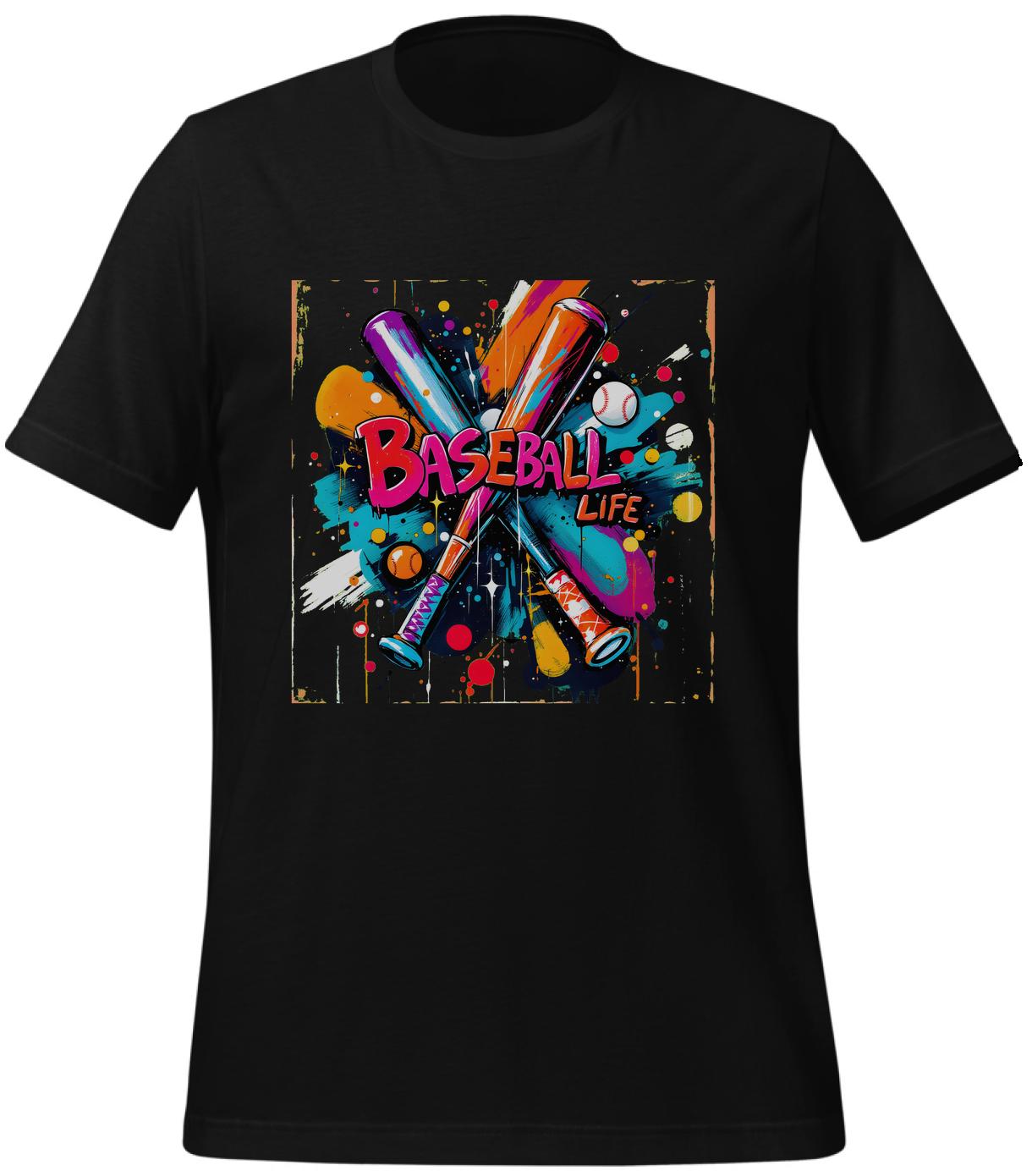 colorful baseball gifts - t-shirt - sports lovers - graffiti - black