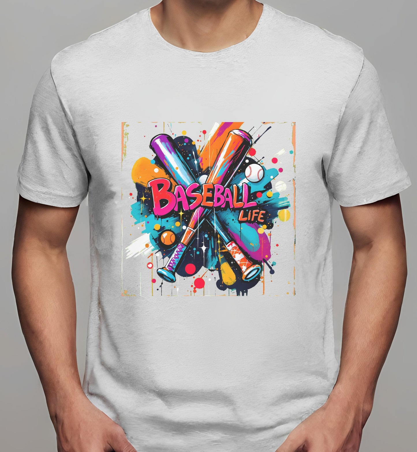 baseball bats - athletic_heather - t-shirt - colorful graffiti clothing