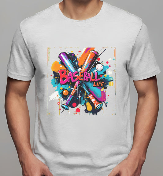 baseball bats - athletic_heather - t-shirt - colorful graffiti clothing