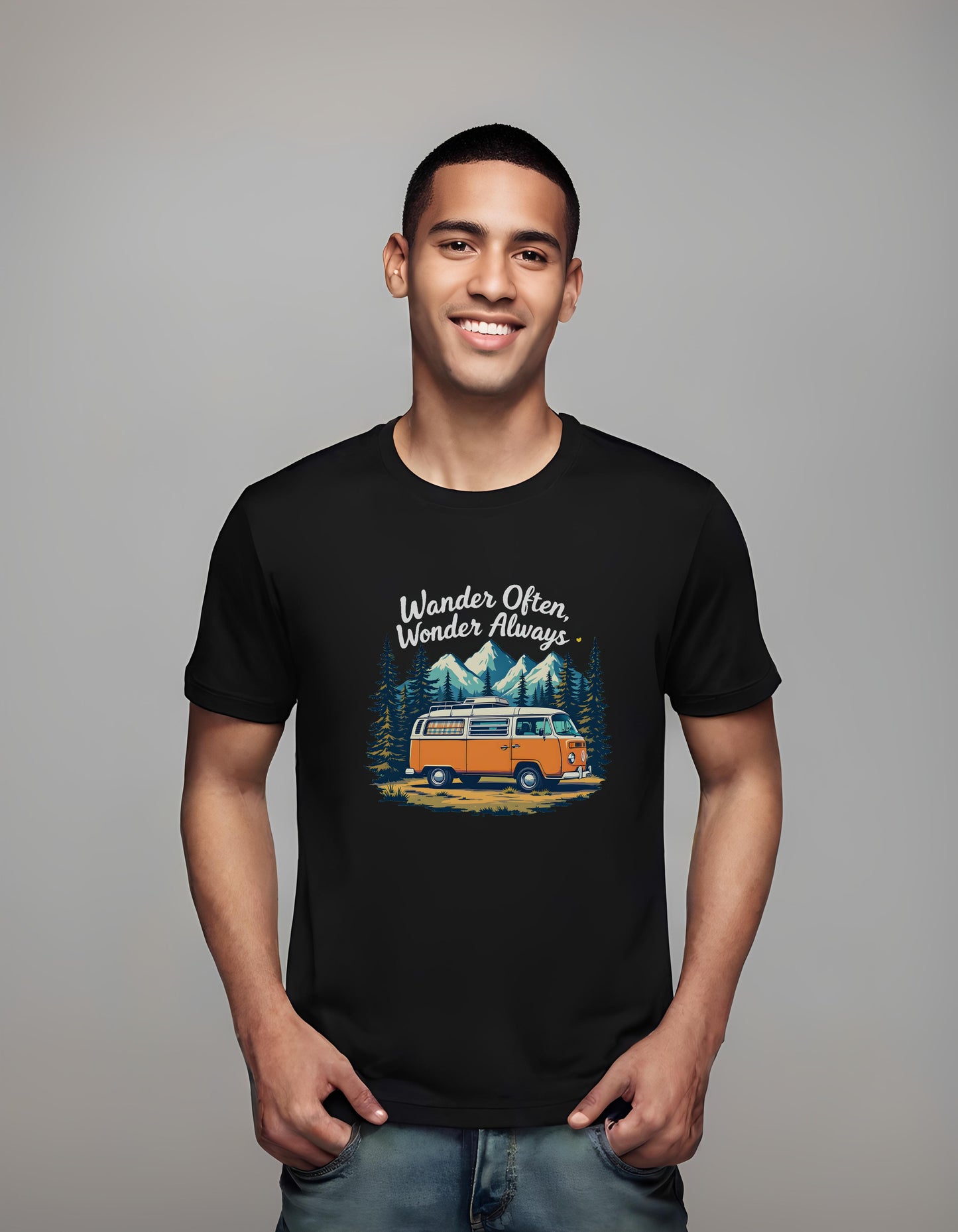 pre-shrunk cotton t-shirt - retro camper tee - vintage