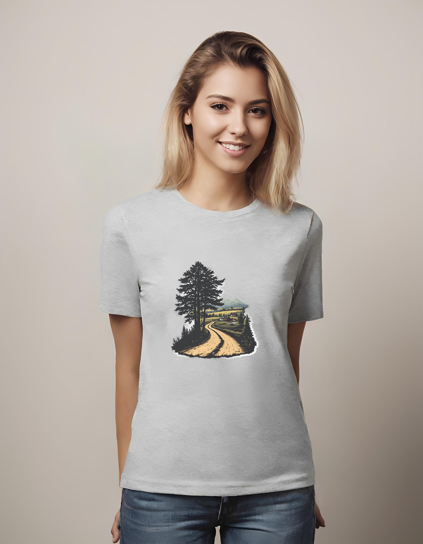 travel t-shirt - dirt road illustration