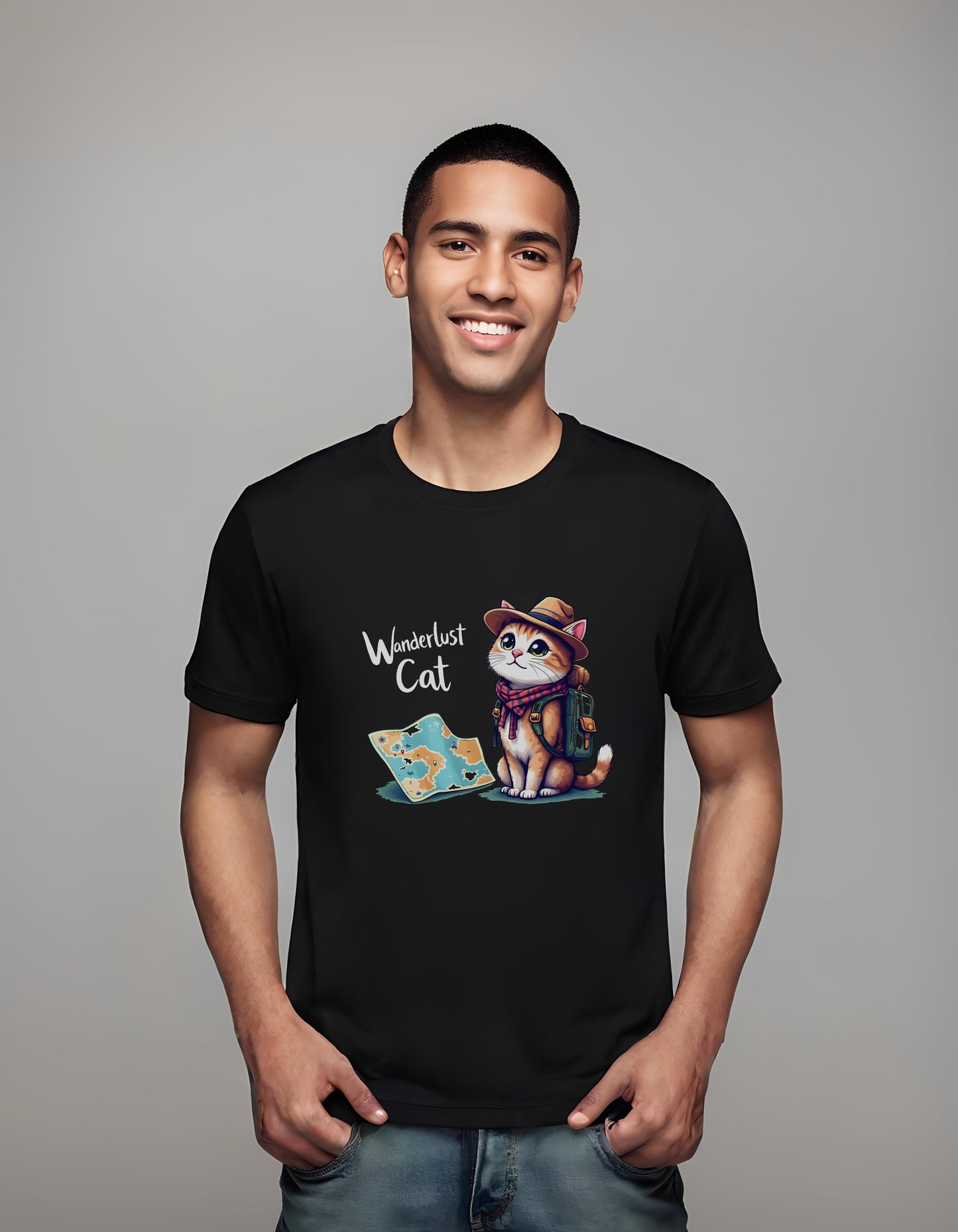 kids - adventure cat illustration - t-shirt - cat lovers