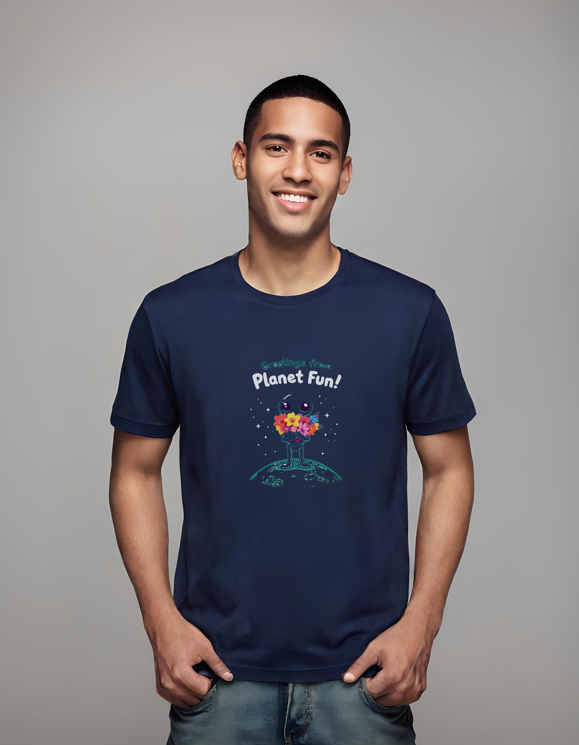 flower bouquet design - space art - t-shirt