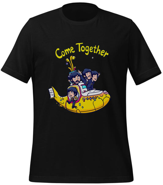 yellow submarine art - t-shirt - black - comic style beatles - the beatles design