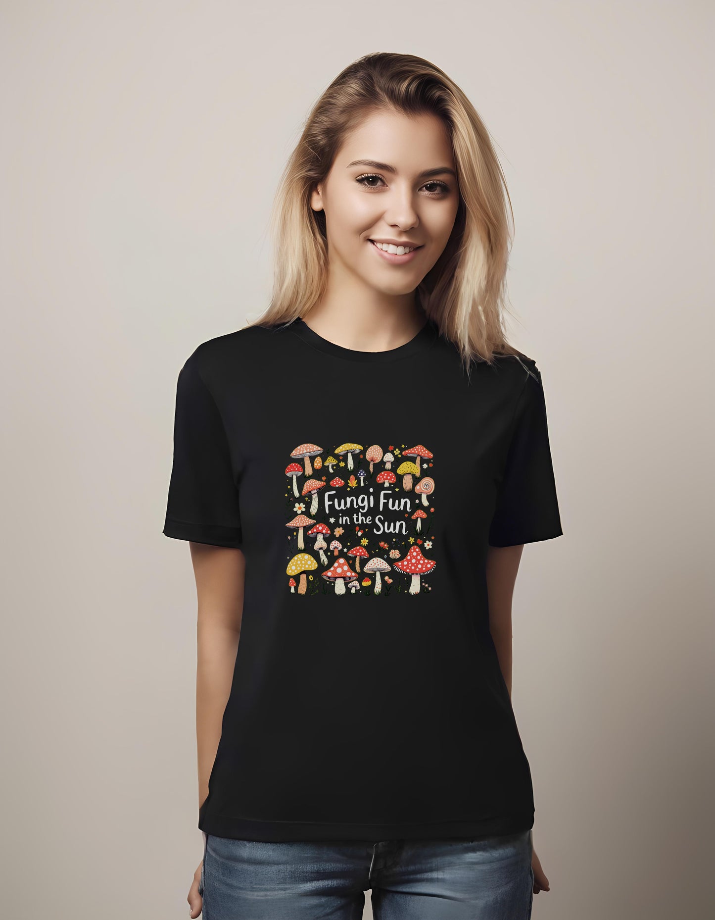 comfortable cotton tee - t-shirt - mushrooms in nature